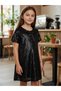 Girls' Half Sleeve Bow Detail Sequin Dress - 5