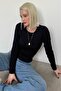 Navy Blue Crew Neck Slim Fit Women's Bodysuit Mg2564 - 6