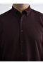 Burgundy Plus Size Regular Fit Long Sleeve Men's Shirt - 3