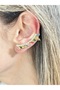 Crystal Gold Stone Women's Steel Cartilage Earrings Non-Tarnish Water-Resistant Hypoallergenic - 2