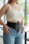 Women's Wide Corset Belt with Bird Eye Detail and Studded Black Plus Size - 2