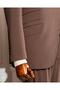 Italian Style S Slim Fit Mono Collar Jacket Pants Suit Brown T14747 - 4