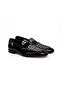 Black Color Laceless Genuine Leather Stone Men's Shoes