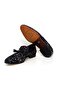 Black Color Laceless Genuine Leather Color Printed Men's Shoes - 3