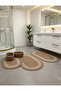4 Piece Striped Jute Bathroom Set - Oval Mat and Organizer Basket Set-White - 2