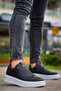 Yg007 Men's Casual Laceless Leather Sports Sneaker Shoes Cbt - Black - 3