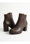 Espan 9 cm Heeled Oval Toe Faux Leather Zipper Winter Women's Boots