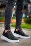 Yg007 Men's Casual Laceless Leather Sports Sneaker Shoes Cbt - Black