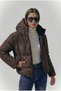 Women's Brown Puffer Coat Drawstring Hooded - 5