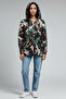 Women's Digital Print Camouflage Patterned Interlock Fabric K Hooded Cardigan - 5