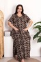 Short Sleeve Pocket Leopard Plus Size Nightgown - 4