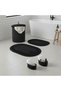 5-Piece Tricot Jute Bathroom Set - Dirty Basket, Mat and Organizer Set-Black - 6
