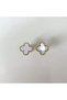 Steel Pearlescent Clover Earrings - 3