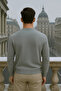 Men's Casual Premium Loose Long V-Neck Gray Sweatshirt - 5
