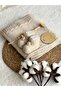 Welcome Baby Gift |   Beige Knitwear Blanket, Booties & Pacifier Chain - 2