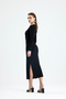 Square Neck Slit Long Sleeve Combed Cotton Dress - 8