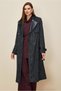 Leather Detail Trench Coat with Belt 10987 - 2