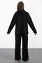 Black Half Zipper Hooded Girls Wide Leg Tracksuit Set 23408 - 7