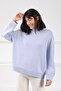 Blue Long Sleeve Crew Neck Cashmere Oversized Women's Knitwear Sweater