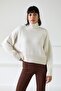 Ecru Long Sleeve Turtleneck Cashmere Women's Knitwear Sweater - 4