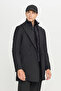 Altınyıldız Ace007261047 Black Men's Standard Fit Regular Cut Wide Swallow Collar Side Pocket Coat