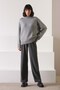 Gray Long Sleeve Crew Neck Cashmere Oversized Women's Knitwear Sweater - 3