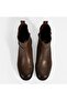 Women's Brown Leather Boots with Metal Buckle Detail - 7