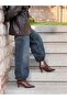 Mella Short Heel Women's _ Short Boots Zipper Brown Patent Leather