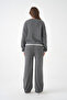 Women's Crew Neck Lace-Up Sweater Pants Knit Top and Bottom Set - 6