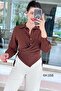 Metal Buttoned Blouse with Waist Tie 6K168