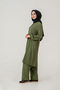 Women's Cotton Piece Lightweight Pair Pocketed Hajj and Umrah Two-Piece Set Khaki - 5