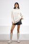 Ecru Sleeve Slit Turtleneck Cashmere Women's Knitwear Sweater - 4