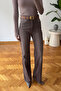 Wide Raw Hem Premium Jeans - BROWN - 5