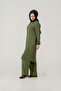 Women's Cotton Piece Lightweight Pair Pocketed Hajj and Umrah Two-Piece Set Khaki - 2