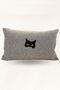 100% Linen Embroidered Decorative Pillow – Black Cat Patterned Stuffed Throw Pillow