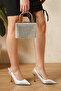 Thin Style Heels Pointed Toe Rhinestone Evening Dress Shoes and Bag Set