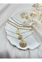Gold Color 3-Piece Medallion Necklace Set – Vintage, Sparkling and Stylish Design Triple Necklace - 4