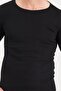 Men's Slim Fit Slim Fit Crew Neck Black Thermal Underwear Set - 3
