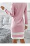 New Season Women's Long Sleeve Sequin Striped Mini Crepe Dress Crew Neck Stylish Model - 6