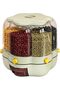 Grain Food Storage Dispenser, 22lbs, 6-Compartment, 360° Rotating (Green & Clear)