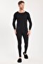 Men's Slim Fit Slim Fit Crew Neck Black Thermal Underwear Set - 5