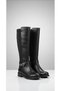 Women's Leather Boots with Flexible Diver Fabric Detailing at the Knee and Zipper Closure