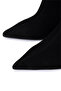 Women's Black Suede Heeled Boots - 3