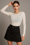 Women's White Thick Textured See-Through Long Sleeve Blouse - 2