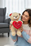 Cute Soft 35 cm Heart-Shaped Plush Teddy Bear with Red Buckle, Sleeping Companion Gift - 3