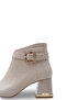 Women's Beige Snake Patent Leather 6.5 cm Heel Square Toe Stylish Boots – Modern and Elegant Style Complement. - 6