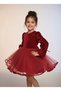 Red Velvet New Year's Dress – Girls' New Year's Premium Party Dress with Lined Tulle