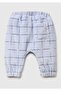Baby Light Gray All over Square Patterned Sweatpants with Button Detail on the Front - 2