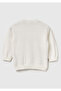 Baby Ecru Striped Rabbit Embroidered Button Detailed Crew Neck Sweater - 2