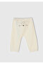 Baby Ecru Ribbed Patterned Sweatpants with Embroidered Back and Elastic Waist - 3